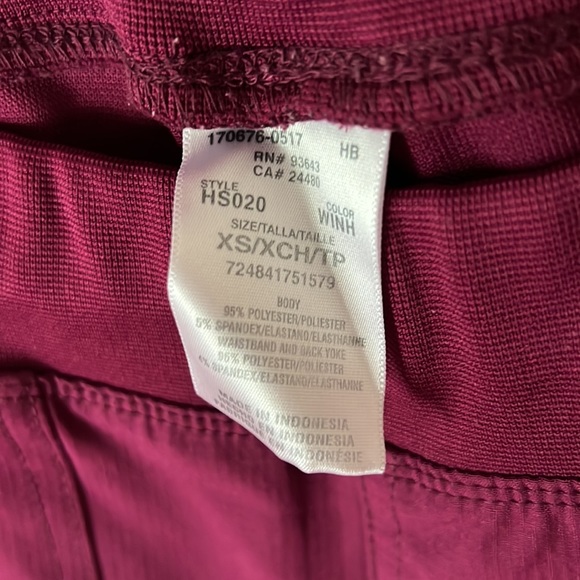 HeartSoul Burgundy Scrub set. Small top, XS pants. - Picture 7 of 7